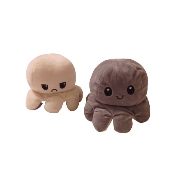 Grey & Cream Reversible Plush Mood Octopus - Picture 5 of 5